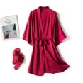 thumbnail image 1 of Charella Womens Kimono Sleeve Bathrobe Knee-length Robe Sleepwear Nightgowns Red,XL, 1 of 7