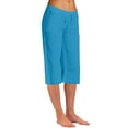 thumbnail image 1 of Charella Womens Linen Capri Pants Lightweight Straight Leg Drawstring Elastic Waist Trousers with Pockets (L, Blue), 1 of 7