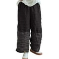thumbnail image 1 of Charella Womens Linen Pants Color Block Pleated Wide Leg Elastic Waist Trousers Loose Lightweight Pants (2XL, Black), 1 of 8