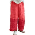 thumbnail image 1 of Charella Womens Linen Pants Color Block Pleated Wide Leg Elastic Waist Trousers Loose Lightweight Pants (3XL, Red), 1 of 8