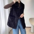 thumbnail image 1 of Charella Womens Soft Fleece Vest Casual Button Down Jacket Winter Warm Cardigan Coats with Pockets Black,XL, 1 of 4