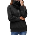 thumbnail image 1 of Charella Womens Solid Turndown Collar Pullover Shirt Long Sleeve Turtleneck Fall Tops Sweatshirts Black,L, 1 of 8