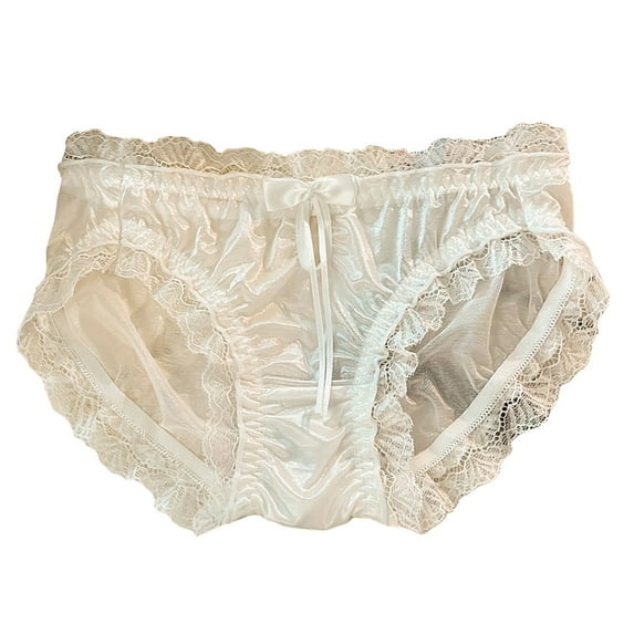 Charella Womens Underwear Breathable Comfortable Soft and Sexy Lace Satin Underwear,White,XL