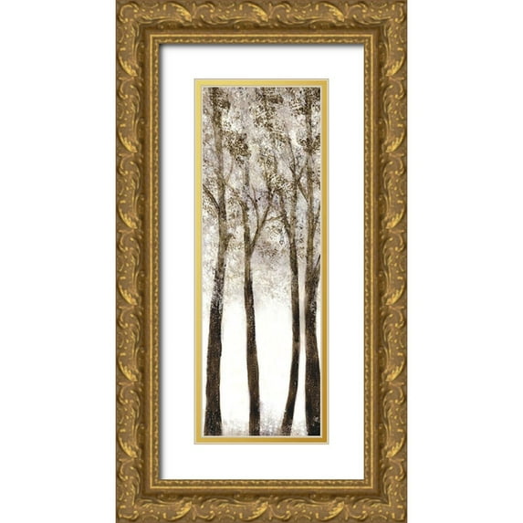 Charest, Doris 13x32 Gold Ornate Wood Framed with Double Matting Museum Art Print Titled - Wooded Grove 1