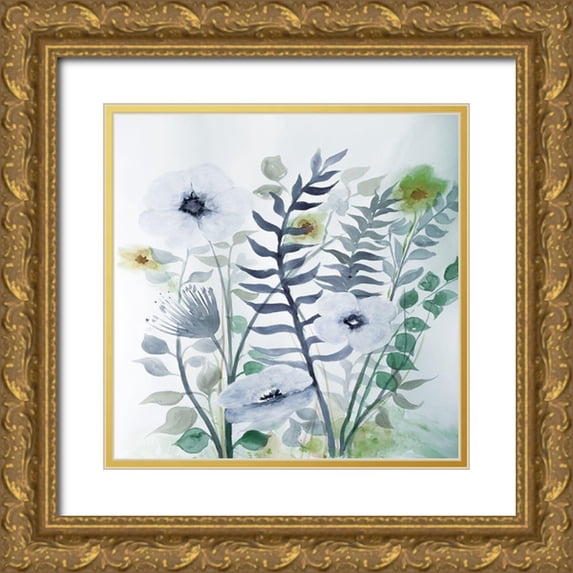 Charest, Doris 26x26 Gold Ornate Wood Framed with Double Matting Museum Art Print Titled - Floral Embrace 2
