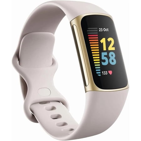 Charge 5 Advanced Fitness & Health Tracker, Lunar White & Soft Gold - One Size