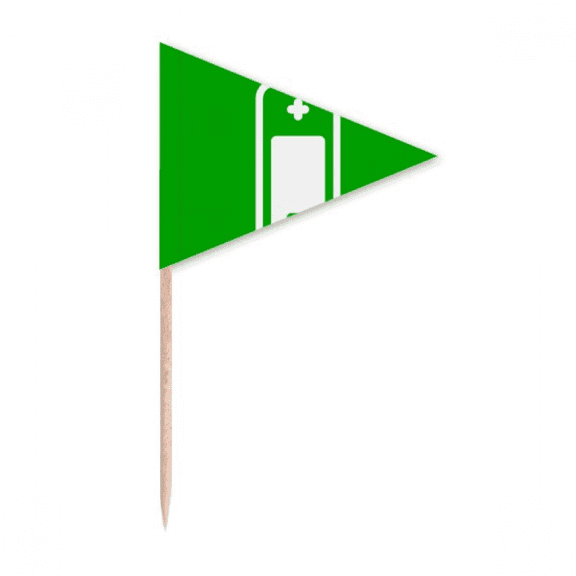 Charge Green Square Warning Mark Toothpick Triangle Cupcake Toppers Flag