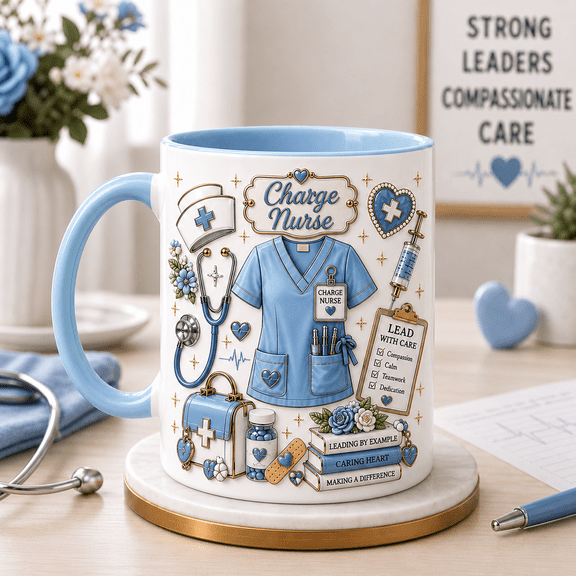 Charge Nurse Gift Ceramic Coffee Mugs, Personalized Nurse with Pink Scrub Design for RN LPN Graduation 11 oz 15 oz