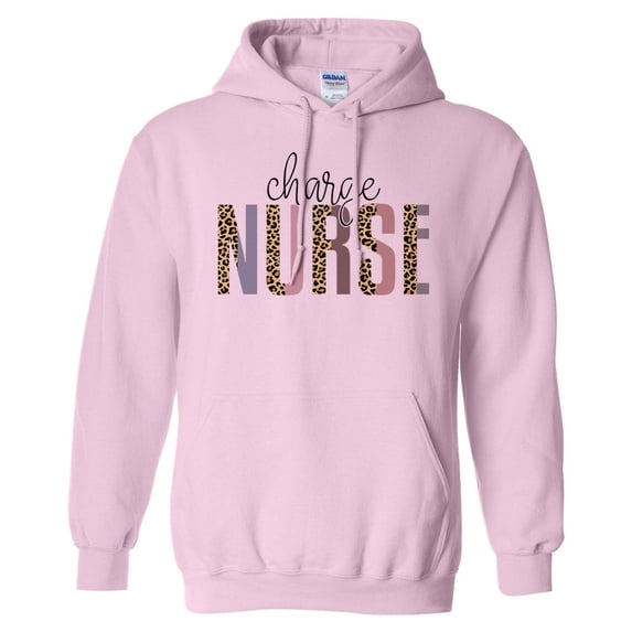 Charge Nurse Leopard Print Hoodie Sweatshirt Unisex Small Pink