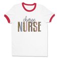 thumbnail image 1 of Charge Nurse Leopard Print Ringer Tee Shirt Unisex X-Large White/Red, 1 of 5