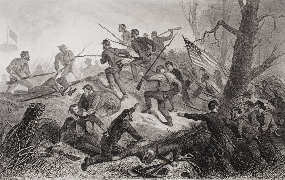 Charge On Fort Donelson Tennessee 1862 Canvas Art - Ken Welsh Design Pics (18 x 11)