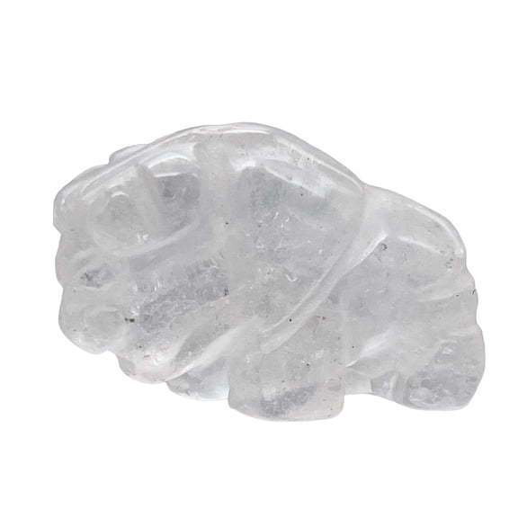 Charge! Quartz Bison / Buffalo Animal Figurine | 21x14x8mm | Clear | 1 Figurine