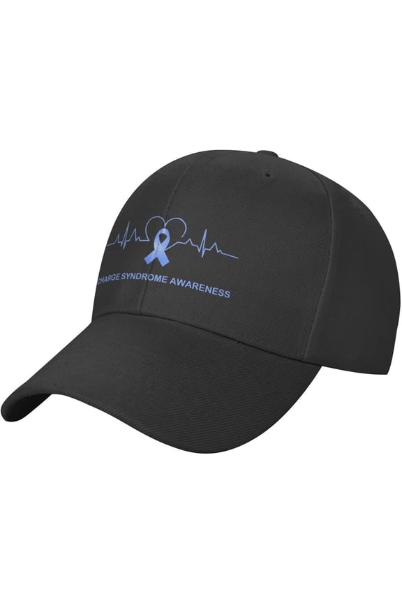 Charge Syndrome Awareness Heart-Beat Plain Baseball Caps Adjustable Washed Twill Low Profile Dad Hats for Men Women Black