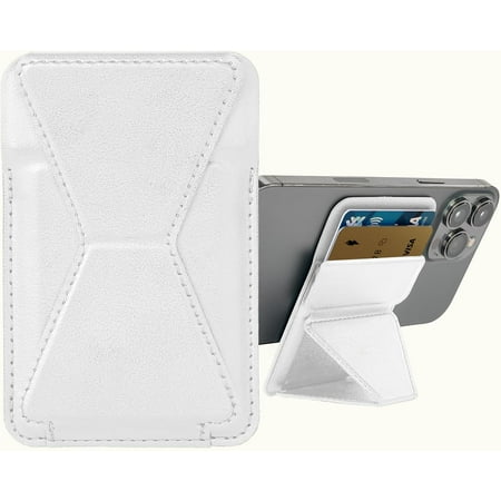 ChargeWorx Magnetic Wallet, Adjustable Phone Stand with Magnetic Hold, Horizontal and Vertical Viewing Angles, Vegan Leather Construction, Compatible with MagSafe iPhone 16/15/14/13/12, White