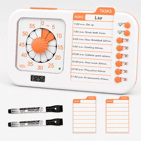 3-in-1 Task Timer, Visual Timer for Kids, ADHD Timer with Planing Board for Students and Adults, Dry Erase Board Daily Chore Chart for Home,School,Classroom, ADHD, Autism Time Management Tool