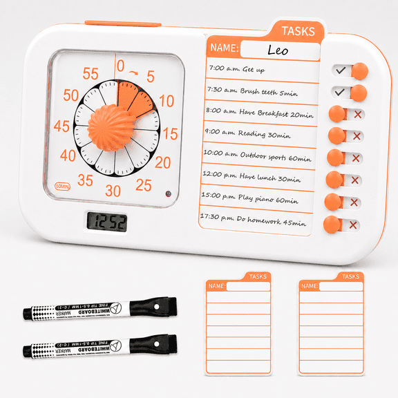 3-in-1 Task Timer, Visual Timer for Kids, ADHD Timer with Planing Board for Students and Adults, Dry Erase Board  Daily Chore Chart for Home,School,Classroom, ADHD, Autism Time Management Tool