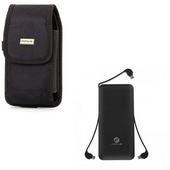 For Google Pixel 7/Pro/6a - Case Belt Clip w 10000mAh Power Bank, Rugged Holster Canvas, Charger Backup Battery Portable for Google Pixel 7/Pro/6a Phones