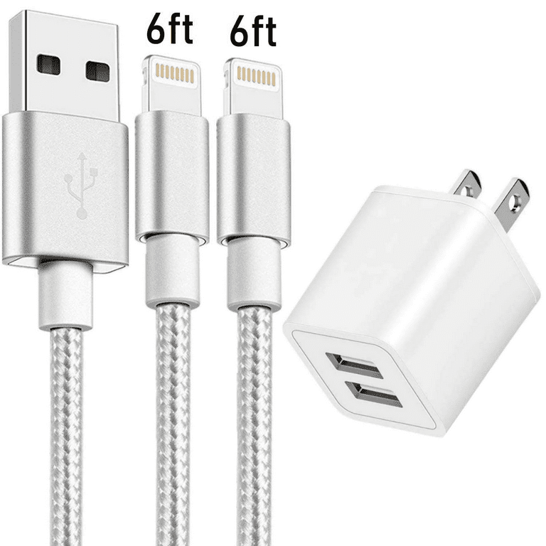 10ft Long Silver iPhone 5 6 7 8 XR X Braided Lightning Charger Cable USB Cord 10ft Long Silver iPhone 5 6 7 8 XR X Braided Lightning Charger Cable USB Cord