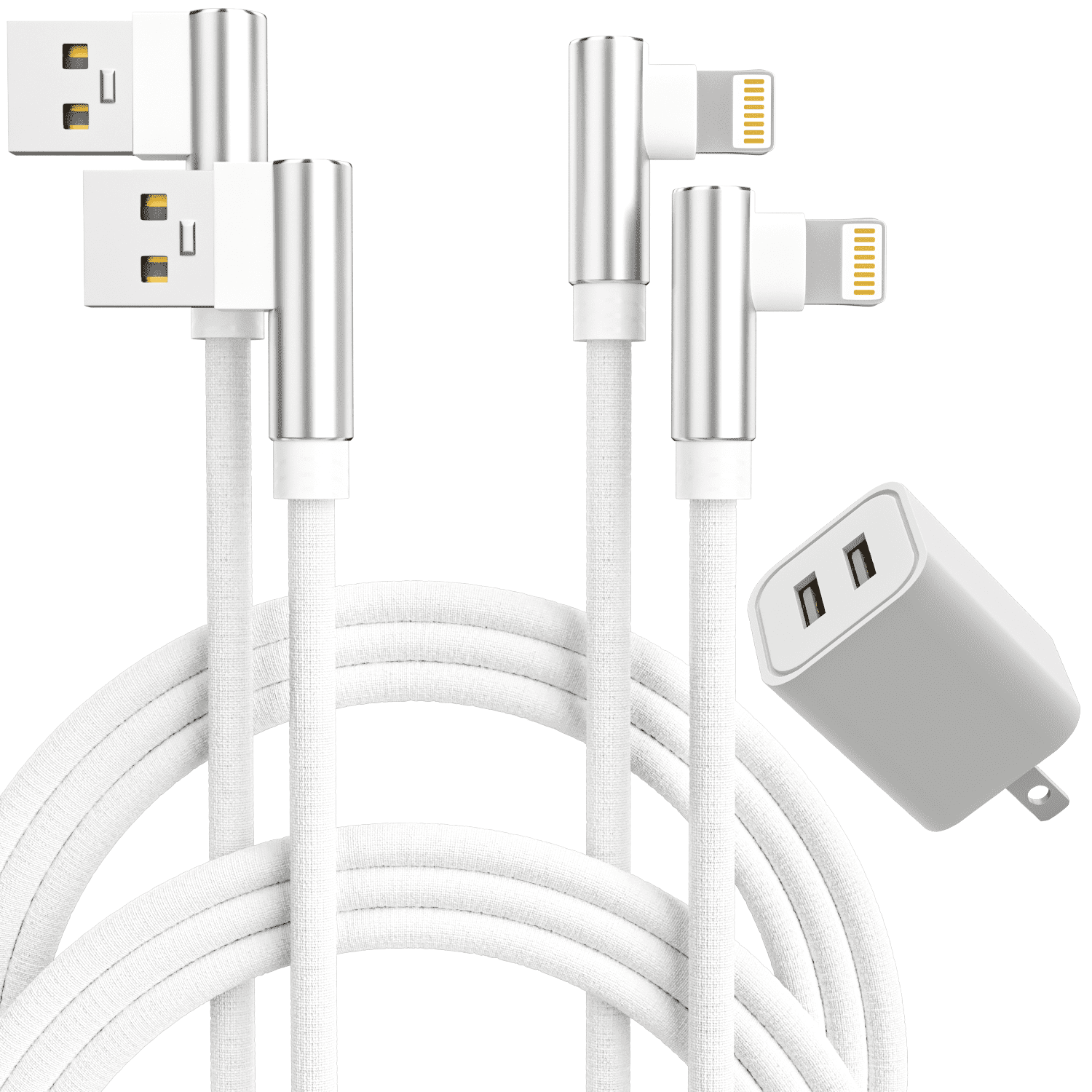 Charger, 2.4A Dual Port Portable Power Adapter Cube with 2-Pack 6FT Charging Charge Cable Cords Compatible with iPhone X/8 Plus/7 Plus/6S/6 Plus/ 6S Plus/5/5S/5C/XS/XR/XS Max/iPad/iPo Case