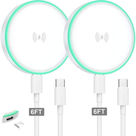 Charger 2Pack 15W Magnetic Wireless Fast Charging Pad with 6FT USB C to Cable Compatible iPhone 17/16/15/14/13/12 Series & AirPods 4/3/2/Pro | Strong Magnet Technology