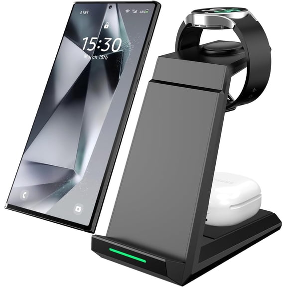 Charger for , 3 in 1 Station for Multi Devices, Charger Stand Dock for Galaxy S26 S25 S24 S23 S22,Galaxy Watch 8/7/6/5/4/3,Galaxy Buds(with 5ft & 20W Adapter)