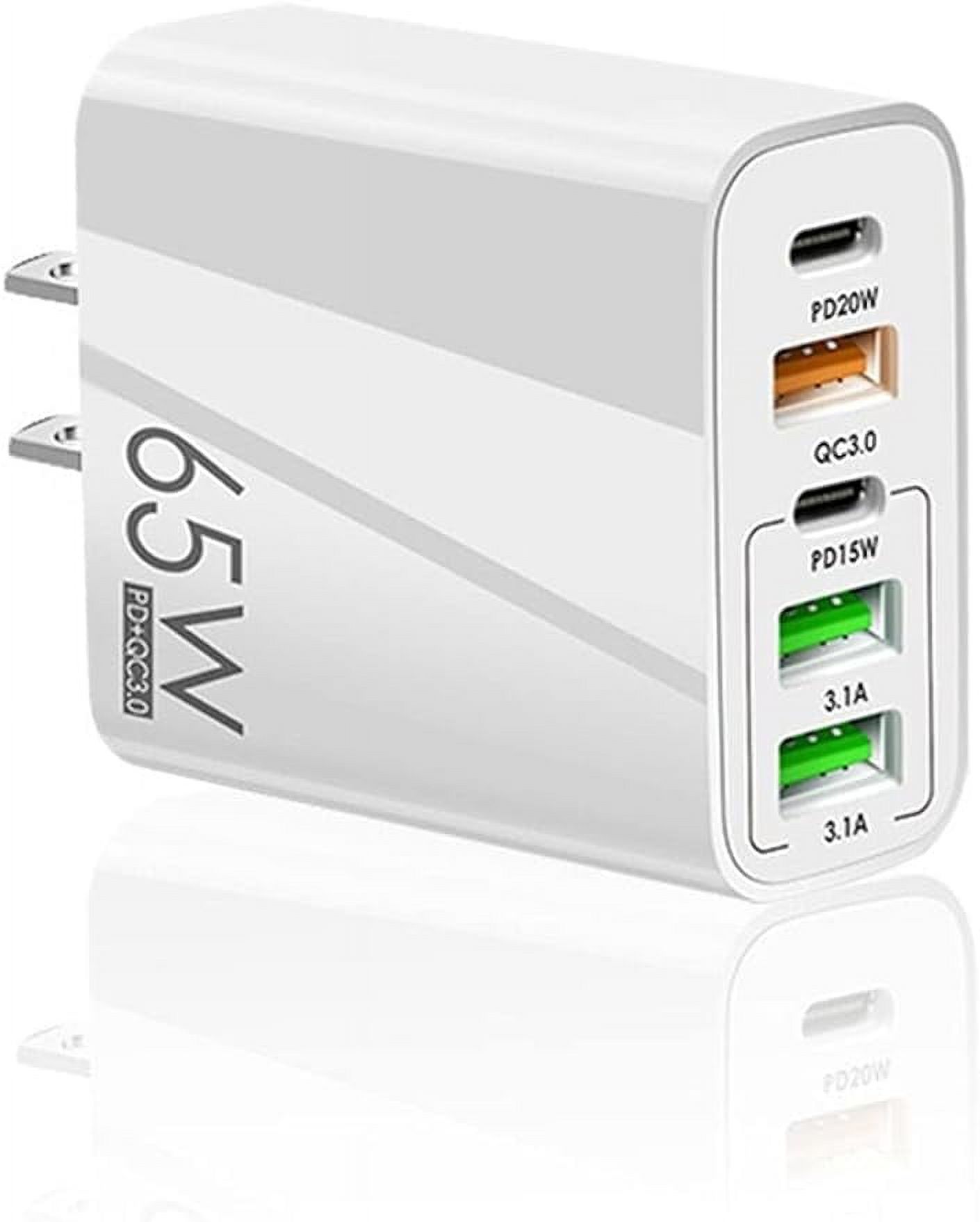 Charger Adapter USB C Wall Charger Block 65W 5Port PD+QC3.0 Mobile