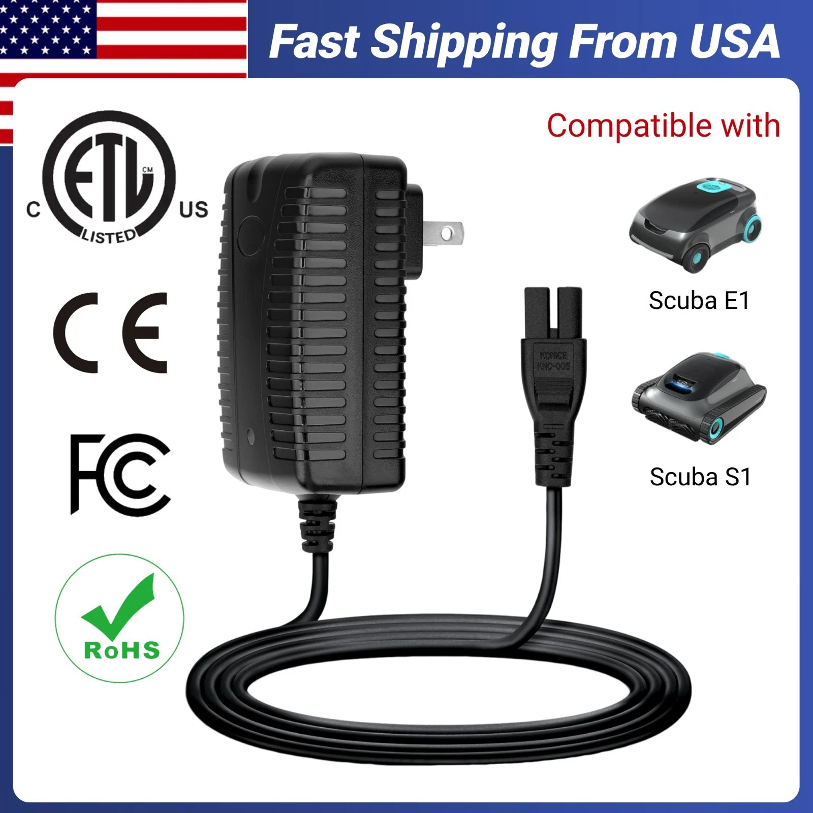 Charger for Aiper Scuba S1 Cordless Robotic Pool Cleaner, 16.8V Adapter Compatible with Aiper Scuba S1 E1 14.4V Li-ion Battery Cordless Robotic Pool Vacuum Cleaner