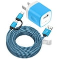 thumbnail image 1 of Charger Block, 2 in 1 USB C&Micro Charging Cable 6FT with USB Charger Plug, Type C Charger Fast Charging Wall Charger Adapter Power Base USB Brick Cube Box Compatible for Samsung Android, Blue, 1 of 7