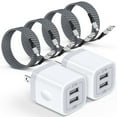 thumbnail image 1 of Charger Block,2 Pack 2.1A Dual Port USB C Charger Block Fast Charging with 4pcs Type C Cable 6FT,Type C Charging Block USB Brick Cube Wall Charger Adapter Phone Chargers Compatible for Android,White, 1 of 7