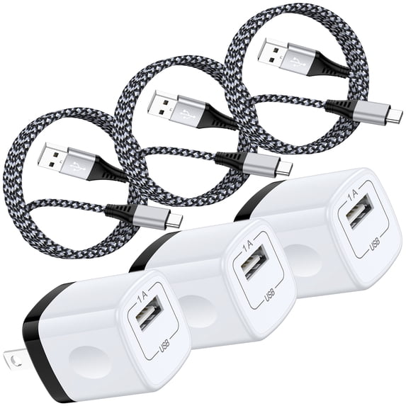 Charger Block, 2 Pack Type C Block Charger with 6FT USB C Charging Cable, USB C Block Fast Charging Wall Charger Adapter Charger Station Phone Charger Compatible for iPhone Samsung Android, White