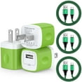 thumbnail image 1 of Charger Block, 3 Pack USB C Charger Block with 6FT Type C Cable, Charging Block Type C Block USB Brick Cube USB C Wall Charger Adapter Fast Charging Station Compatible for Android Charger, Green, 1 of 9