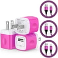 thumbnail image 1 of Charger Block, 3 Pack USB C Charger Block with 6FT Type C Cable, Charging Block Type C Block USB Brick Cube USB C Wall Charger Adapter Fast Charging Station Compatible for Android Charger, Pink, 1 of 9
