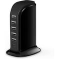 thumbnail image 1 of Charger Block 6 in 1, 40W USB C Charger 3A, Charging Hub with 5 USB Ports(Shared 6A) for Multiple Electronics, USB Charging Station Multiports, Universal Desktop Phone Charger Travel Ready, Black, 1 of 7