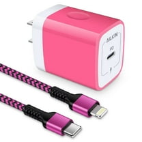 Charger Block,AILKIN 20W PD USB C Wall Charger Adapter Fast Charger Blocks with Charging Cables 10ft Charging Cords Compatible with iPhone 14/13/12/11,Rose