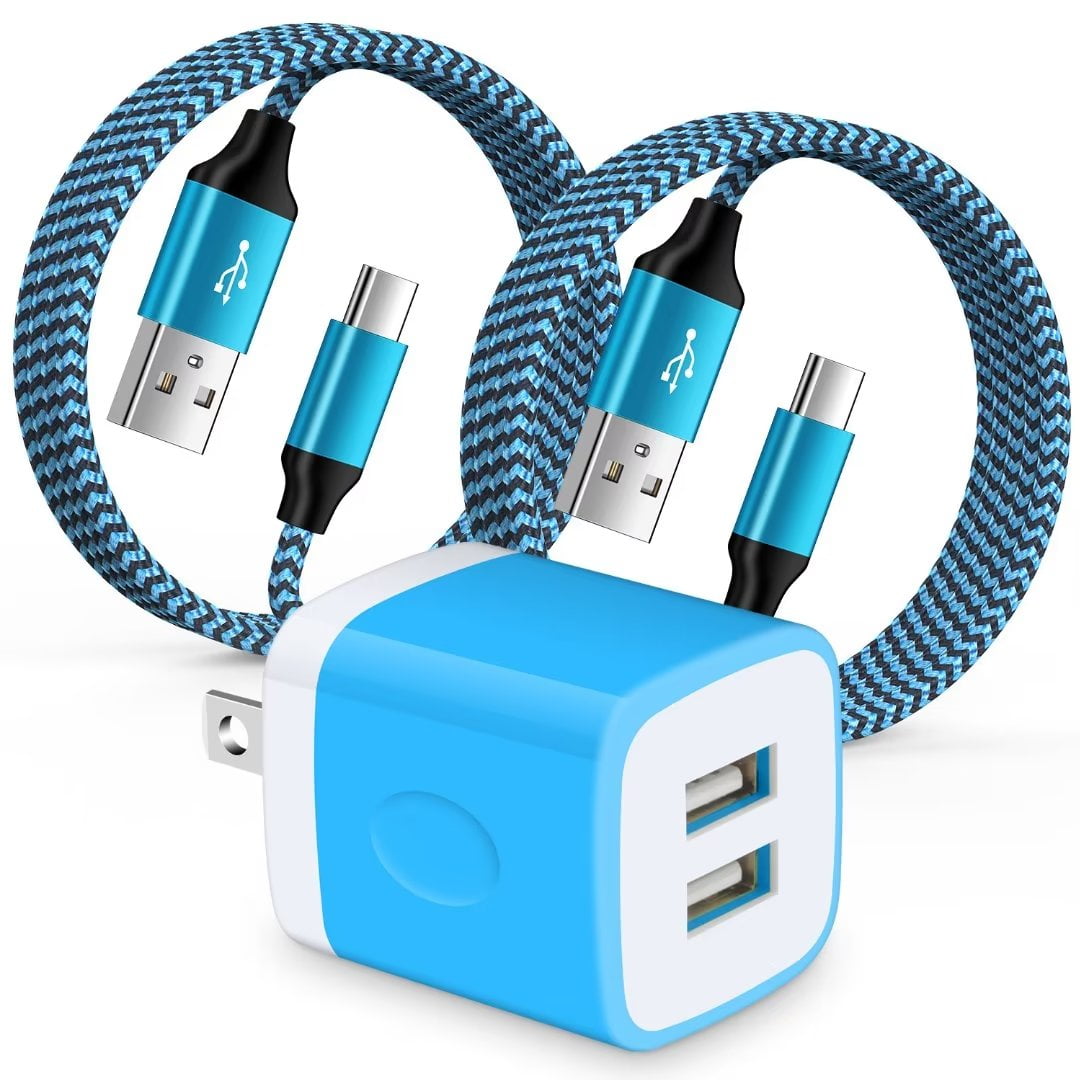 Charger Block,AILKIN USB Wall Charger Block with 2PACK Android Type C Usb C Charging Cables 6ft