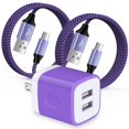 thumbnail image 1 of Charger Block,AILKIN USB Wall Charger Block with 2PACK Android Type C Usb C Charging Cables 6ft 2.1A Dual Port USB Wall Charger Block Plug Phone Cable Fast Charging Cords Type C Cable for Samsung, 1 of 6