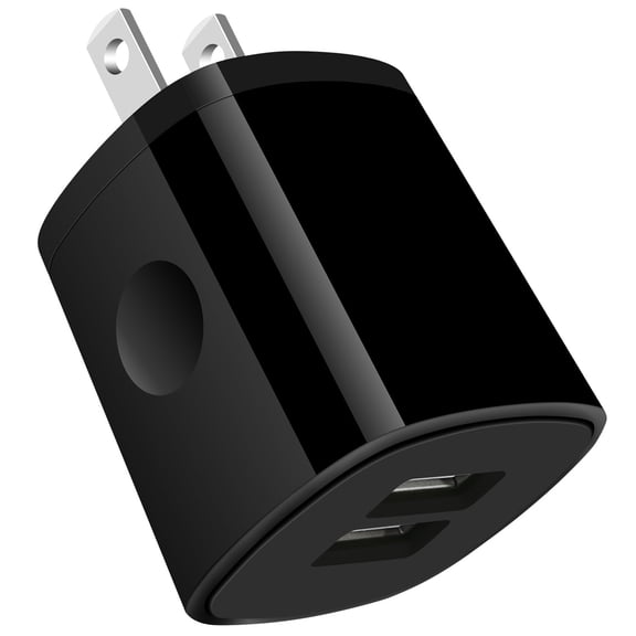 Charger Block,Charging Block,HAOANO USB Wall Charger Adapter 2.1A Dual Port Fast Charger Block Plug Cube Phone Charger USB Wall Charger,Black