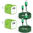 thumbnail image 1 of Charger Block, FiveBox 2Pack USB Charger Block with USB A to Micro Charging Cords 6FT, Android Charger Block USB Wall Charger Adapter Plug High Speed Micro USB Cable Compatible Samsung Android,Green, 1 of 7