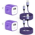 thumbnail image 1 of Charger Block, FiveBox 2Pack USB Charger Block with USB A to Micro Charging Cords 6FT, Android Charger Block USB Wall Charger Adapter Plug High Speed Micro USB Cable Compatible Samsung Android,Purple, 1 of 7