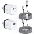 thumbnail image 1 of Charger Block, FiveBox 2Pack USB Charger Block with USB A to Micro Charging Cords 6FT, Android Charger Block USB Wall Charger Adapter Plug High Speed Micro USB Cable Compatible Samsung Android,White, 1 of 7