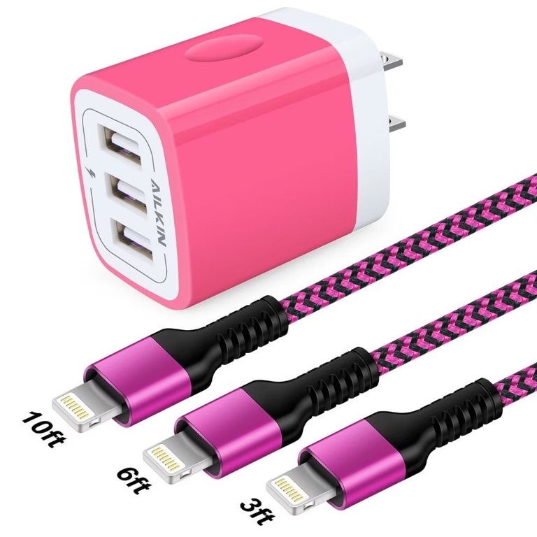 ABCPOW Multi-Port USB Wall Charger with Lightning USB-A Cable