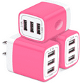 thumbnail image 1 of Charger Block,USB Wall Charger Adapter Plug,HopePow 5V/3.1A/3PACK Three Ports Wall Charger Block Fast Charging Block Android Phone Charger Block Brick for iPhone Wall Charger,Rose, 1 of 6