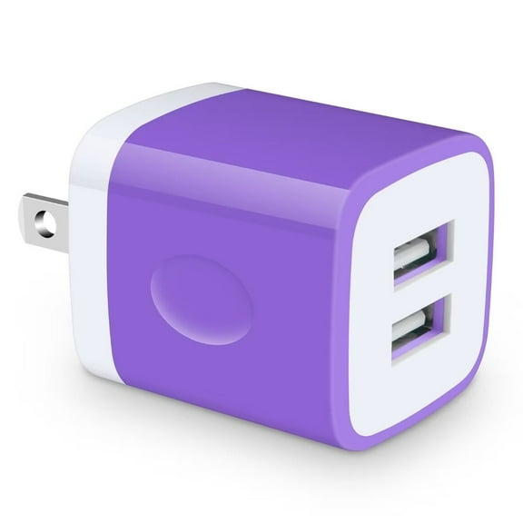 Charger Block,USB Wall Charger Adapter,AILKIN 2.1A Dual Port Fast Charging Station Plug Charger Blocks iPhone Wall Charger,Purple