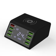 Charger, BoxWave [Universal WeShare Info PowerStation] Multi Port Wireless QC3.0 Voltage Amperage Charger for Smartphones and Tablets - Jet Black