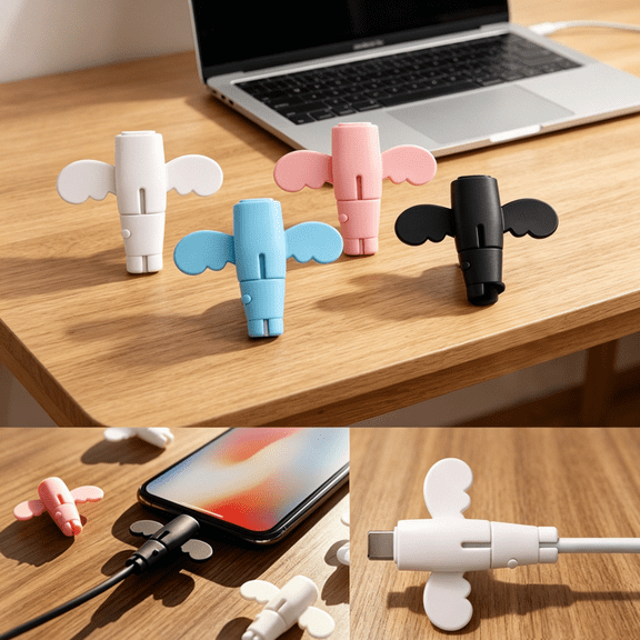 Charger Cable Protector - Silicone Non-Slip Cord Savers Compatible with iPhone/Android/Type-C, 3-in-1 Dustproof+Organizer+Protection, 6 Colors USB Wire Protector for Home & Gift Blue