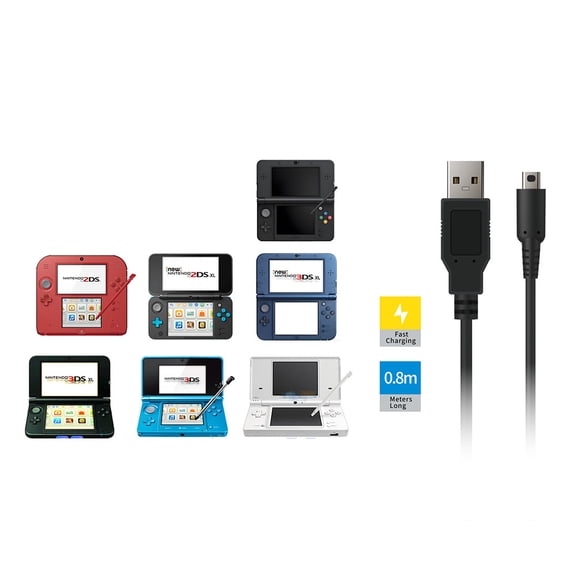 Charger Cable for Nintendo 2DS XL, New 3DS / 3DS XL Gaming Console, 0.8M Universal Power Charging Cord Replacement Accessory