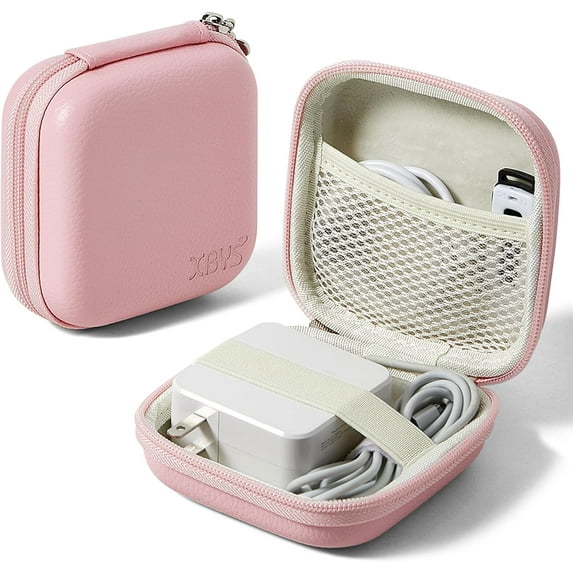 Charger Case for Macbook, Portable Tech Electronic Organizer Bag, Travel Storage Pouch for Laptop Accessories, MacBook Power Adapter, Charging Cords, USB Drives, Power Bank (Pink, M)