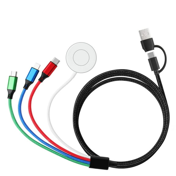 Charger Compatible for Apple Watch, 4 in 2 Multi Charging Cable for Multiple Devices, Upgraded Nylon Braided Charging Cord Compatible with iWatch Ultra SE 10-1, iPhone 16-13, Android Phone (5FT)
