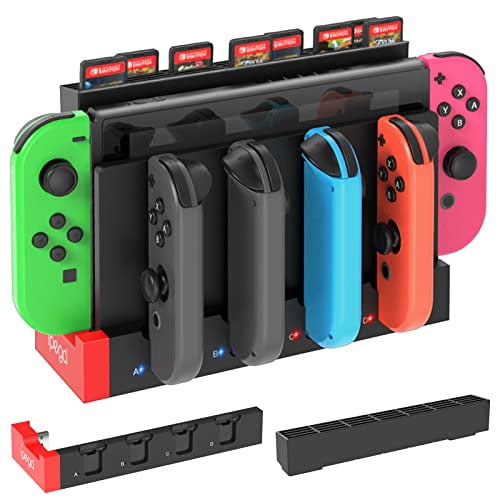 Charger Compatible with Nintendo Switch for Joy con,Charging Dock Stand Station Base and Game Card Storage Holder with 28 Game Card Slots Compatible with Nintendo Switch