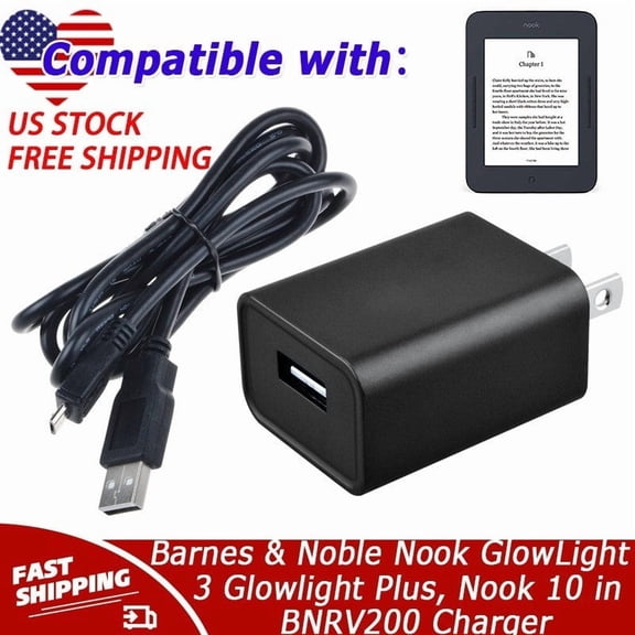 Charger Compatible with Barnes & Noble Nook GlowLight 3 Glowlight Plus, Nook 10 in BNRV200